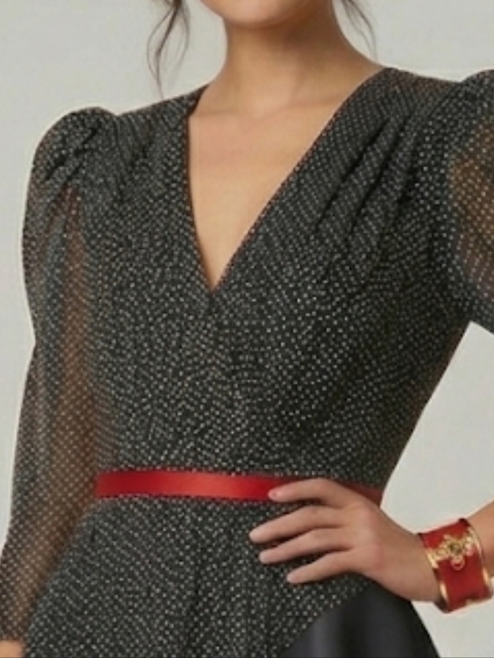 Jamie Polka Dot Pleated Midi Dress - Elegant Wrap Style